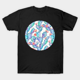 Rainbow Watercolor Cactus Pattern T-Shirt